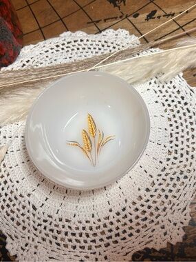 Vintage 1960s Fire-King Wheat Custard Bowl | Anchor Hocking Milk Glass Ramekin